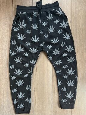 Free w/purchase Urban Heritage Black Joggers with Gray Leaf Print